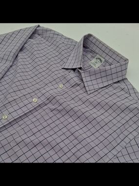 Brooks Brothers Lavender Oxford "346" Shirt Lilac  Windowpane 17 1/2, 34/35in
